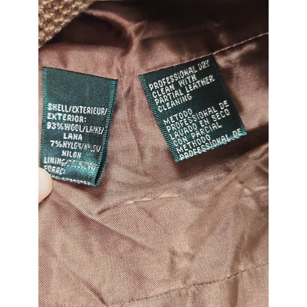 Lauren Ralph Lauren Size 12 Brown Lined Wool Full Zip Classic Jacket - Picture 6 of 7